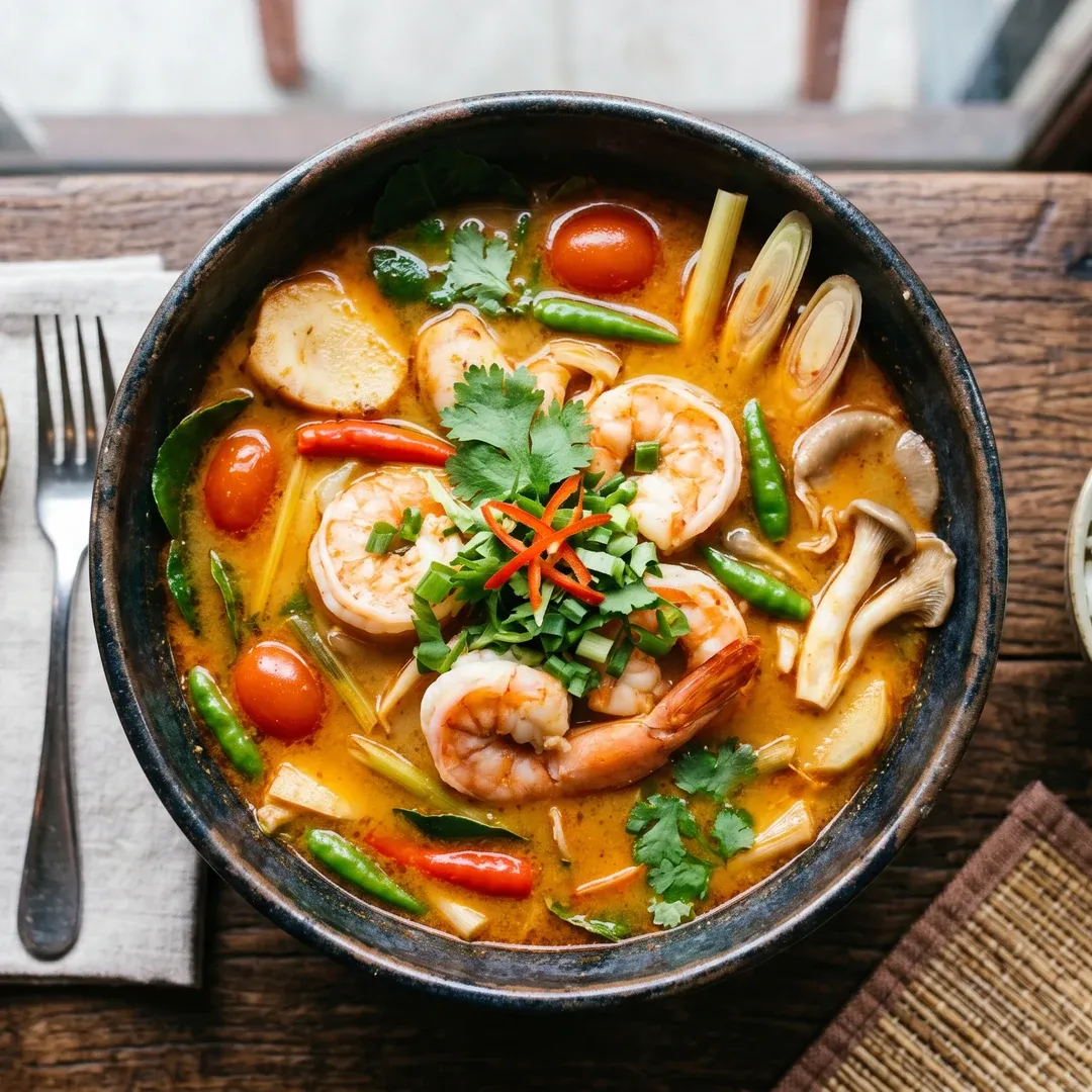 Tom yum gung set ovenfra.
